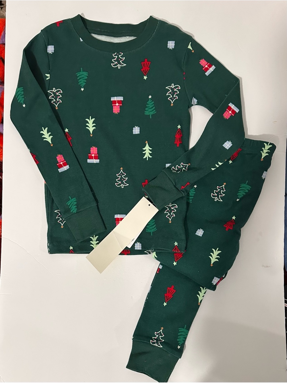Carter's Dark Green Holiday Tree and Gift Pajama Set